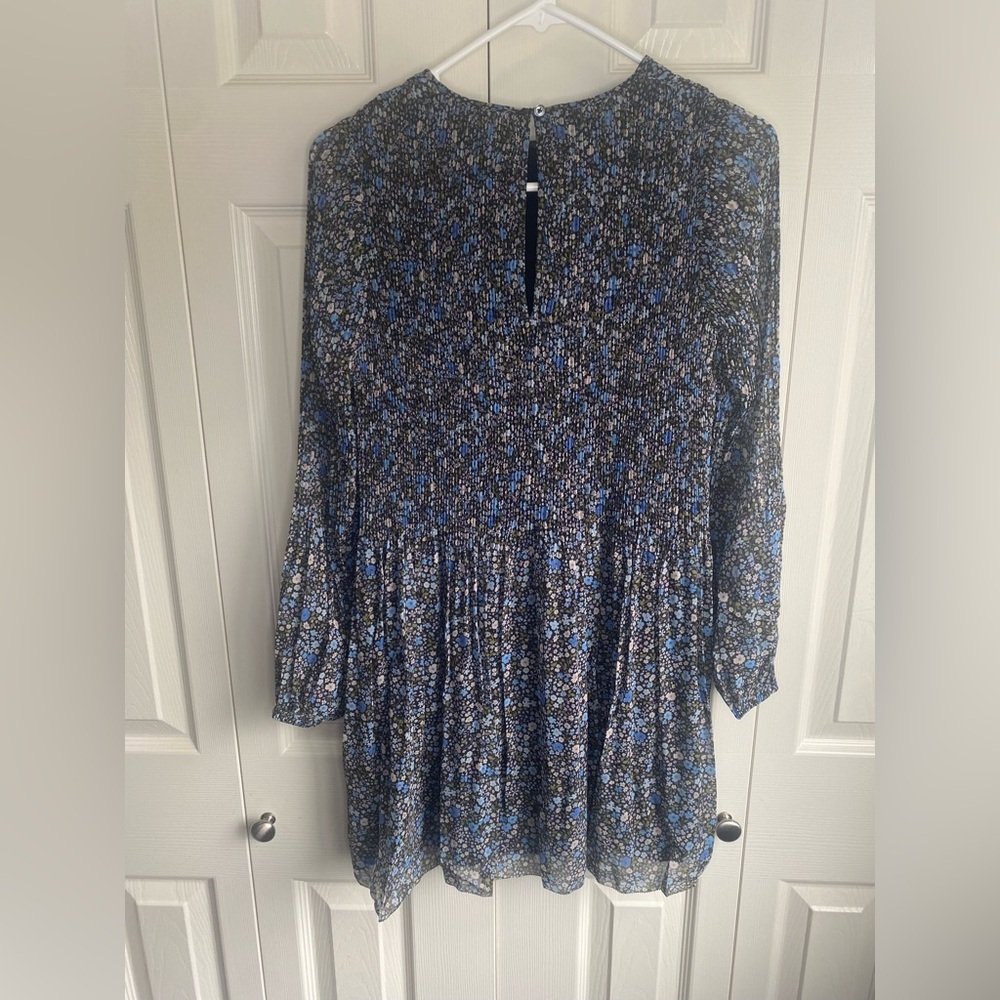 New Aritzia Wilfred Daydreamer Pleated chiffon mini dress - Black/Buoy Blue - Picture 5 of 9